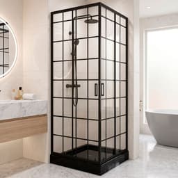 Shower Door Joytek Recto Cuadros Negros 70x70x198cm con Receptaculo