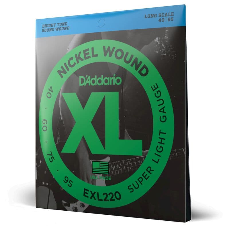 Set Cuerdas Bajo Electrico 40-95 EXL220 Daddario Plateado Metalico