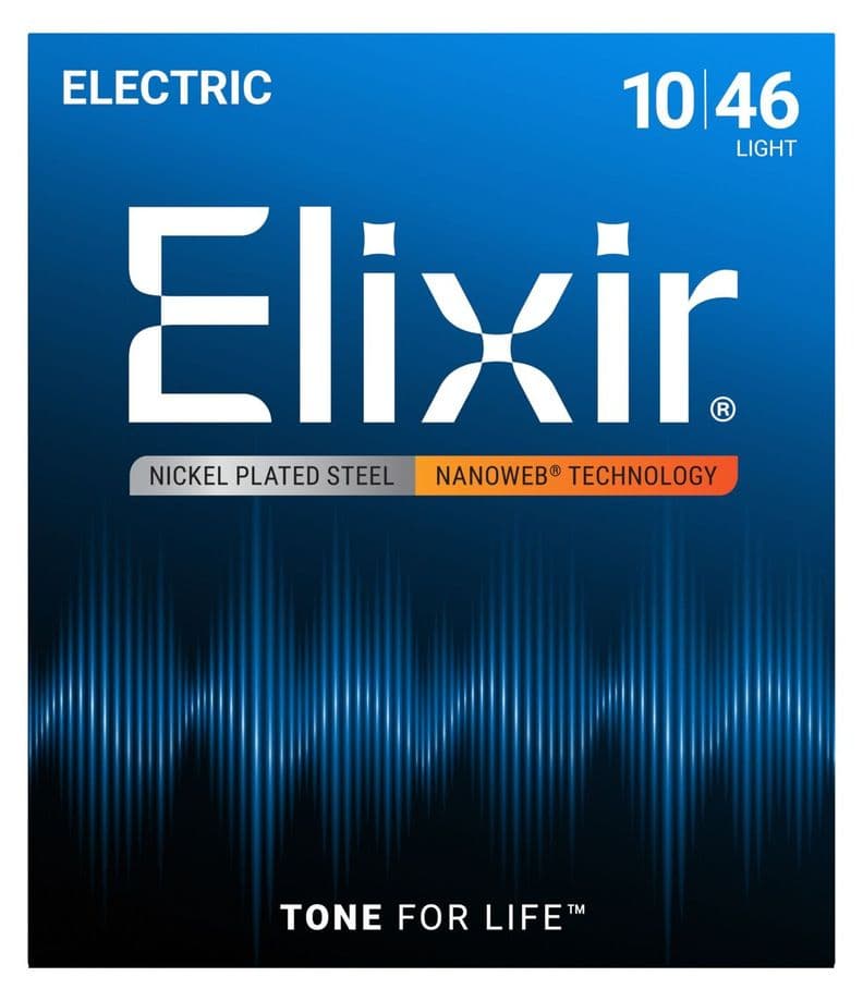 Cuerdas para Guitarra Electrica Elixir Nanoweb Light 10-46 Plateado Metalico
