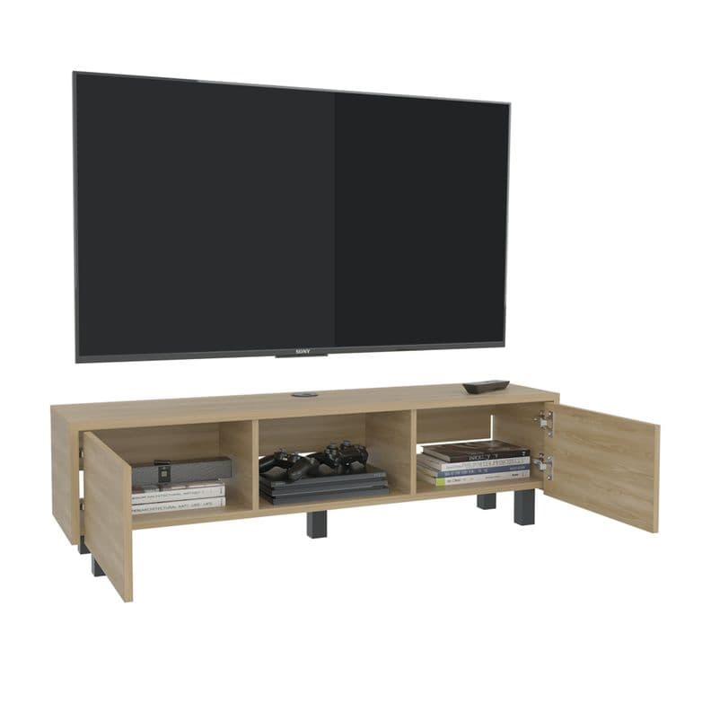 Rack Tv Con Capacidad Hasta 65" Piso o Flotante 26,8X125,1X29,7 Cm Cafe Claro