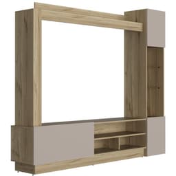 Centro De Entretenimiento Tv 65" Cafe Claro Y Gris 174,8X204X36,5 Cm