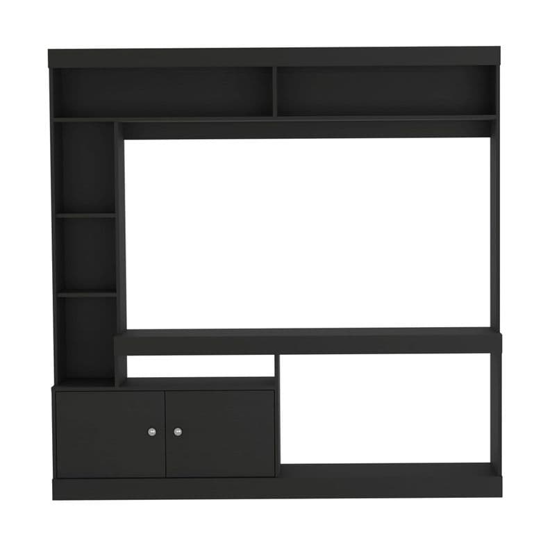 ESTANTE TV 55" CON 2 PUERTAS 7 REPISAS FM-003N - NEGRO