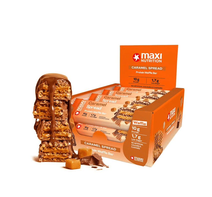 Barra de proteina Maxi Nutrition Waffle Caramel Spread (12 unidades)