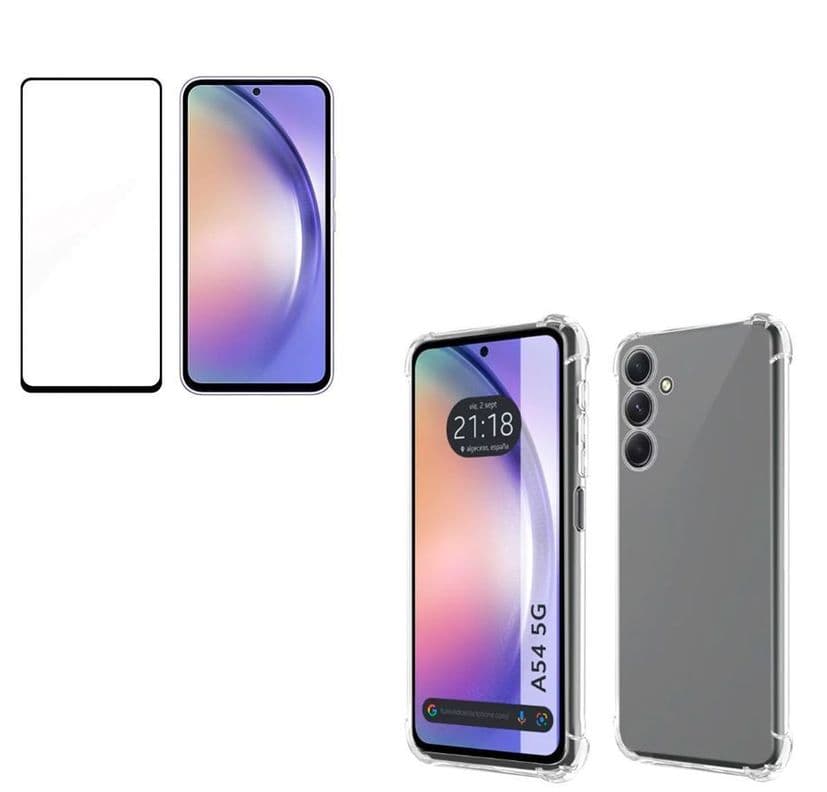 Carcasa Lamina Vidrio Transparente Para Samsung A54 5G Blanco