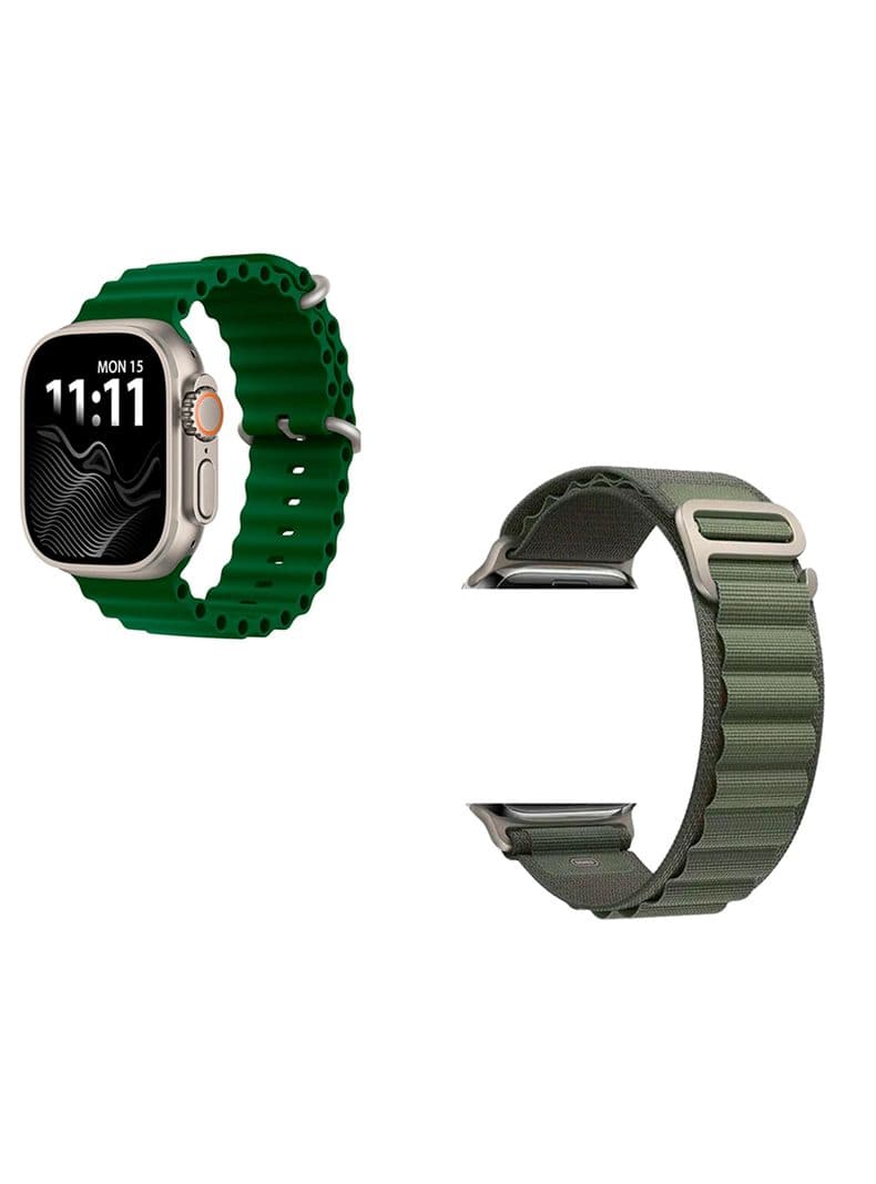 Reloj inteligente Smart Watch Deportivo 49mm 2 Correas Verde