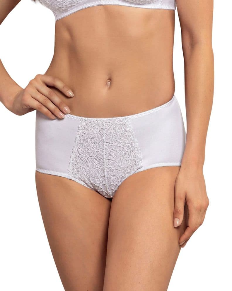 Calzon Clasico Control Suave detalles de Encaje 72221 Blanco XL