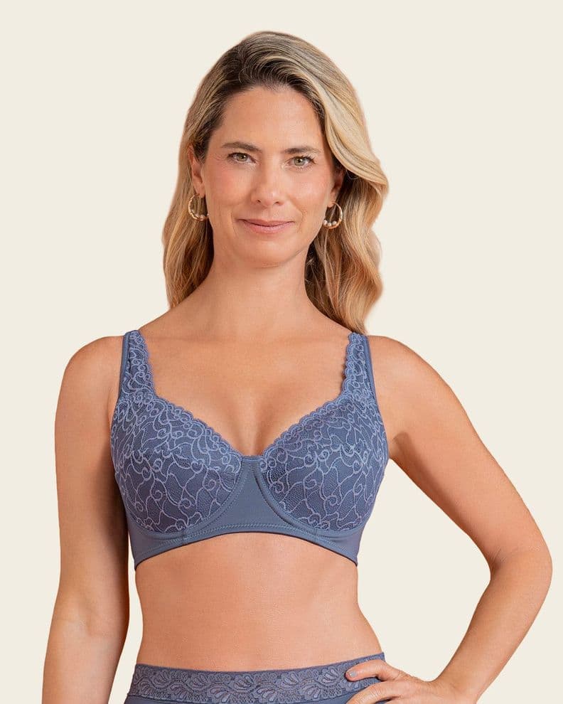 Sosten Triangular con Copas en Encaje 71357 Azul 36B