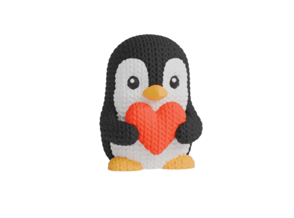 Peluche Pinguino de Punto para el dia de San Valentin