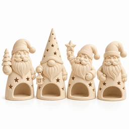 Set 4 Figuras Navide as Santa Claus Porta Vela 3D Beige