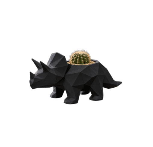 Macetero Decorativo Hogar- Maceta Triceratops 12 cm Negro