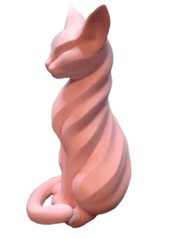 Escultura Elegante Prints Patro - Estilo Gato Sumiso Rosado