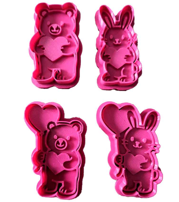 Cortadores de Galletas Animales - San Valentin (pack 4 un)