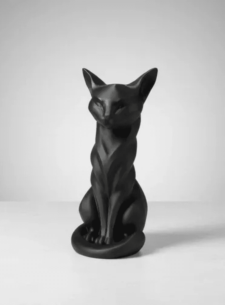 Escultura Elegante Prints Patro - Estilo Gato Sumiso Negro