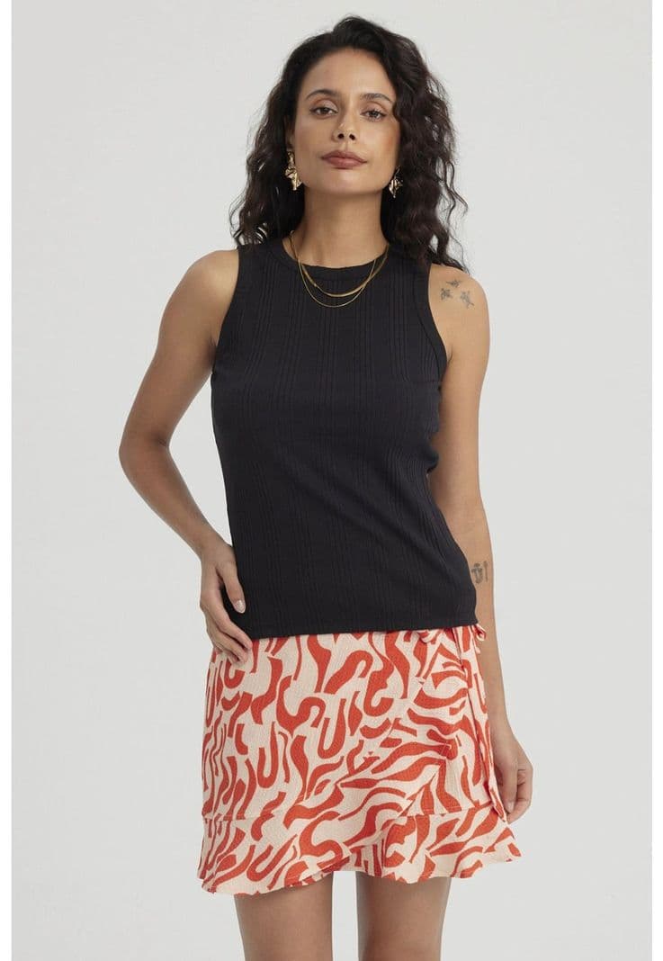 Polera Mujer Rib Lisa Negro XL