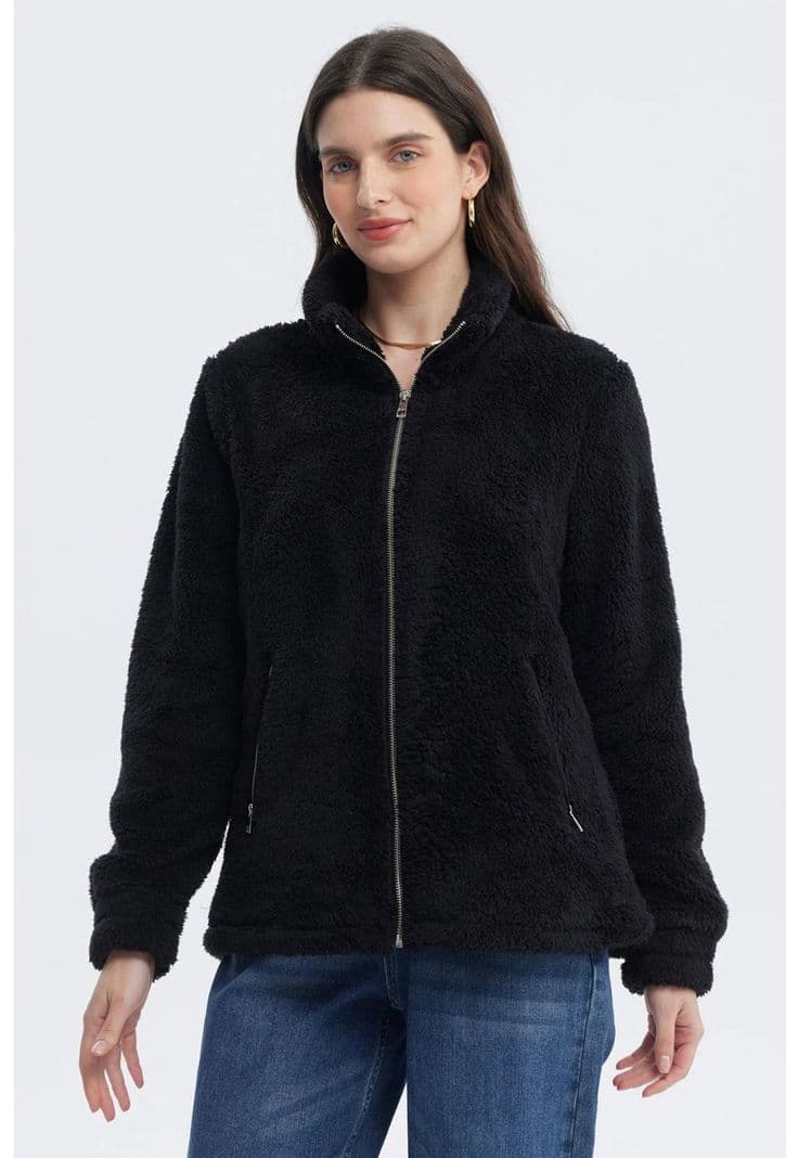 Polar Mujer Basico Peludo Negro XXL