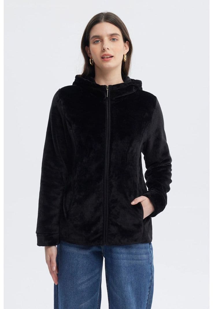Polar Mujer Basico Plush Con Cierre Negro XL
