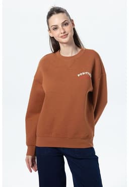 Poleron Mujer Oversize Print Cafe S