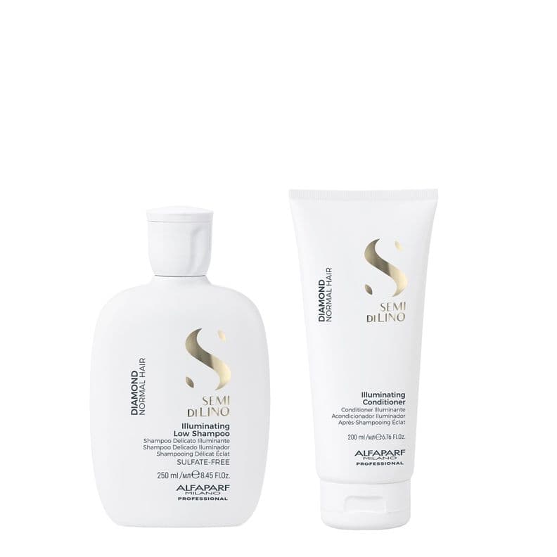Pack ALFAPARF Shampoo y Acondicionador Diamond Iluminador Semi di lino