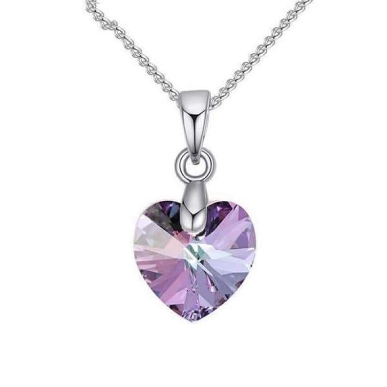 Collar Colgante Cristal Lila VL Plateado