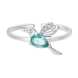 Anillo Plata 925 Colibri Picaflor Ave Cristal Verde