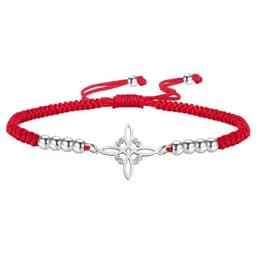 Pulsera Nudo de Bruja Celta Plateada Acero Cuerda Roja