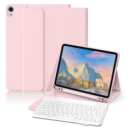 Funda Teclado Espanol Para iPad 10 (10.9) Con Ranura Lapiz Rosado