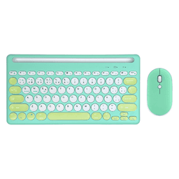 Kit Mouse Y Teclado Bluetooth Triple Conexion Espanol iPad/Pc/Cel Verde
