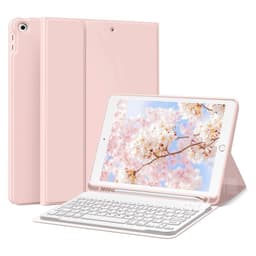 Funda Teclado Espanol Para iPad 9 (10.2) Con Ranura Lapiz Rosado
