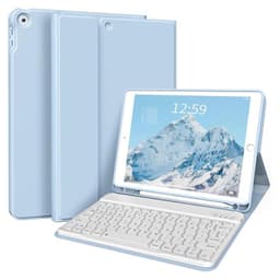 Funda Teclado Espanol Para iPad 9 (10.2) Con Ranura Lapiz Celeste