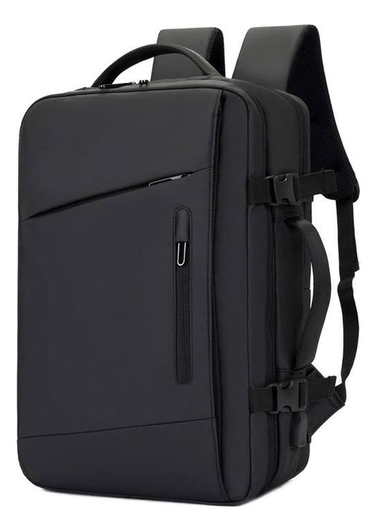 Mochila Cabina 48x30x25 Avion Deluxe Expandible Impermeable Gris Oscuro