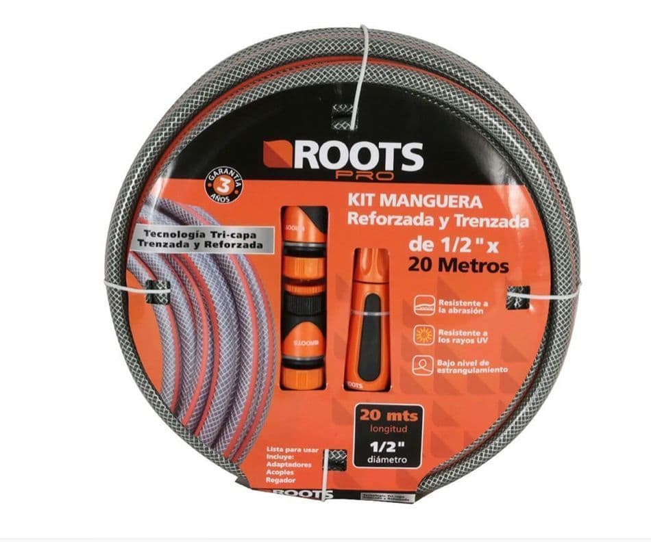 KIT DE MANGUERA 1,2" 20 M GRIS /NARANJO - ROOTS