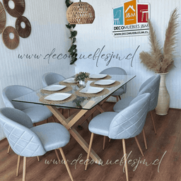 Comedor oslo Nordem Lino wood - 6 Sillas Gris No requiere variantes por talla