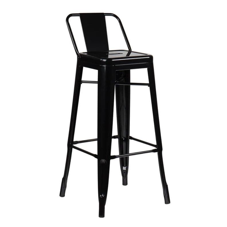 Taburete Tolix Alto Acero Con Respaldo Negro No requiere variantes por talla