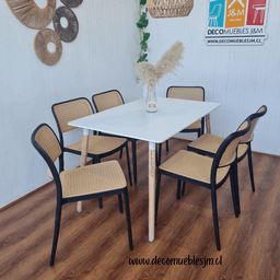 Comedor Eclipse - 6 sillas - Mesa Blanca Negro No requiere variantes por talla