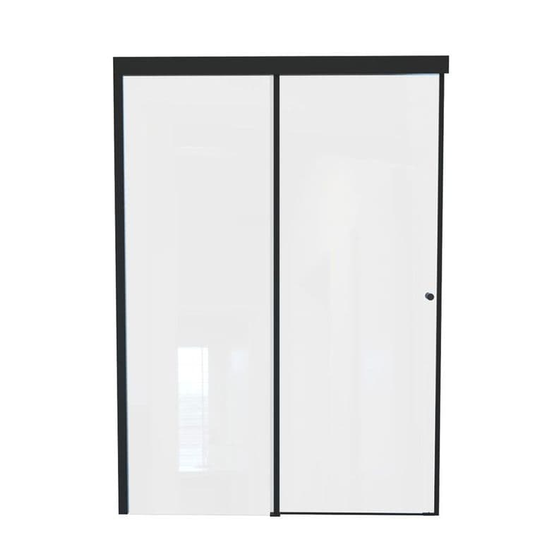 Mampara Corredera Hera 110x185 cm Negro Mate Ajustable 3 cm Transparente