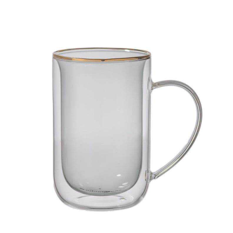 Mug Bhoro Doble Vidrio Smoked Black 470 ml Blanco
