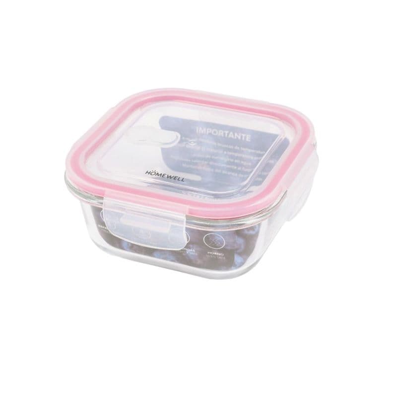 Contenedor Hermetico Vidrio Cuadrado 520ml Diseno 2
