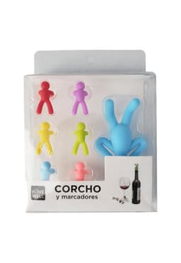 Set 6 Marcadores de Copas y 1 Corcho Silicona Rojo