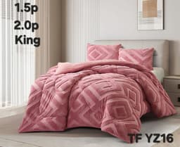 Cobertor de Invierno con Chiporro Jacquard Cutting 1,5 Plaza Palo Rosa Rosado