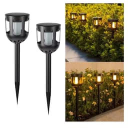 Estaca Solar X2 Exterior Para Jardin Lampara Antorcha Negro