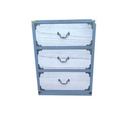 VELADOR DECAPADO RUSTICO MADERA GRIS AZULADO 3 CAJONES