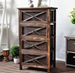 CAJONERA COMODA 4 CAJONES CAFE DE MADERA