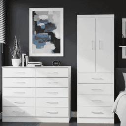 Combo Closet 2 puertas 4 cajones + Comoda 10 cajones cafe beige