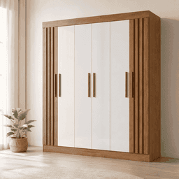 CLOSET FLORENCIA 6 PUERTAS RIPADO CAJONES TELESCOPICOS 200X180X47 CM Cafe