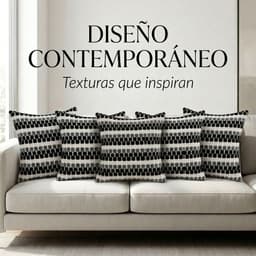 Set 5 Fundas Para Cojin Diseno Geometrico Texturado Negro 45x45 cm - 012