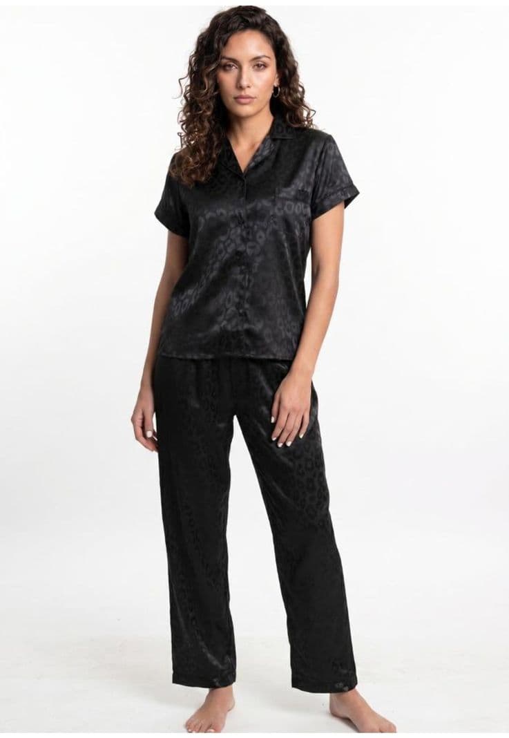 Pijama Largo Abotonado Satin Mujer Kayser 70.1144M-NEG Negro XL