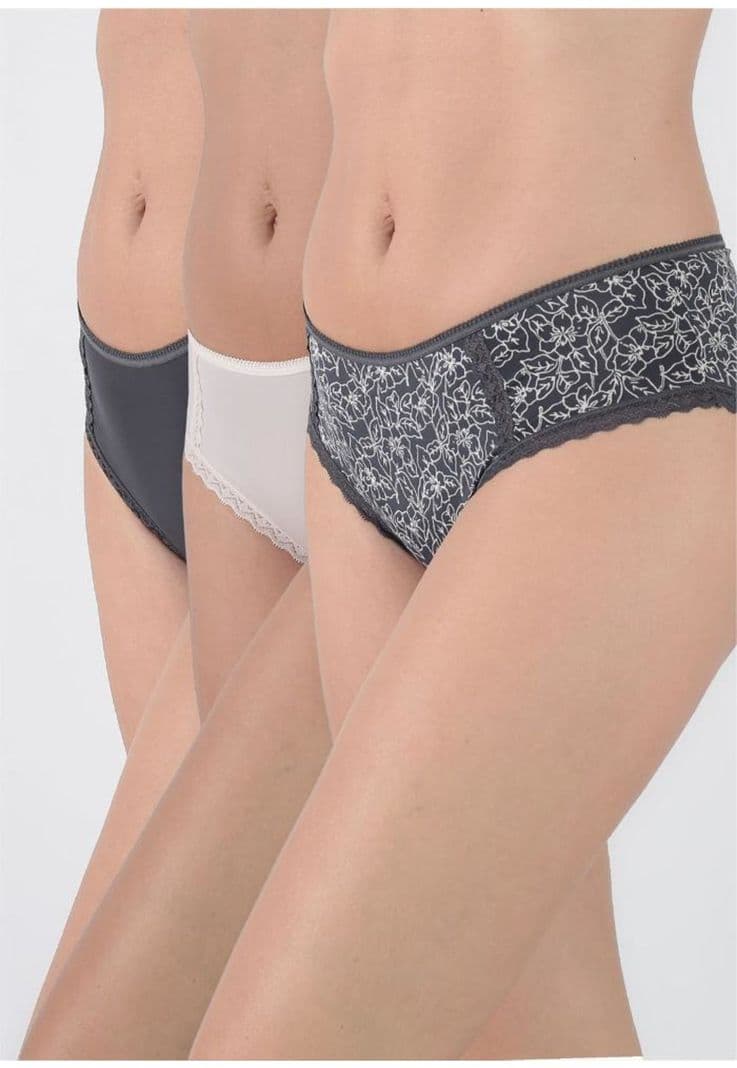 Pack 3x pantaleta microfibra P314.0015-GRI2 Kayser Gris M