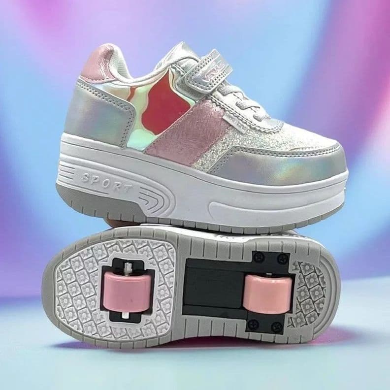 Zapatillas con Ruedas Ninas Plateado 32