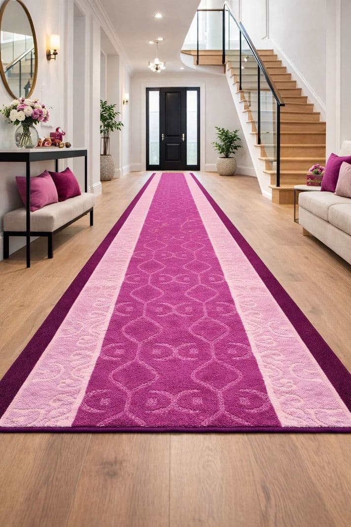 Alfombra de Pasillo Morado 67 cm x 7 metros con Goma Sin Overlock