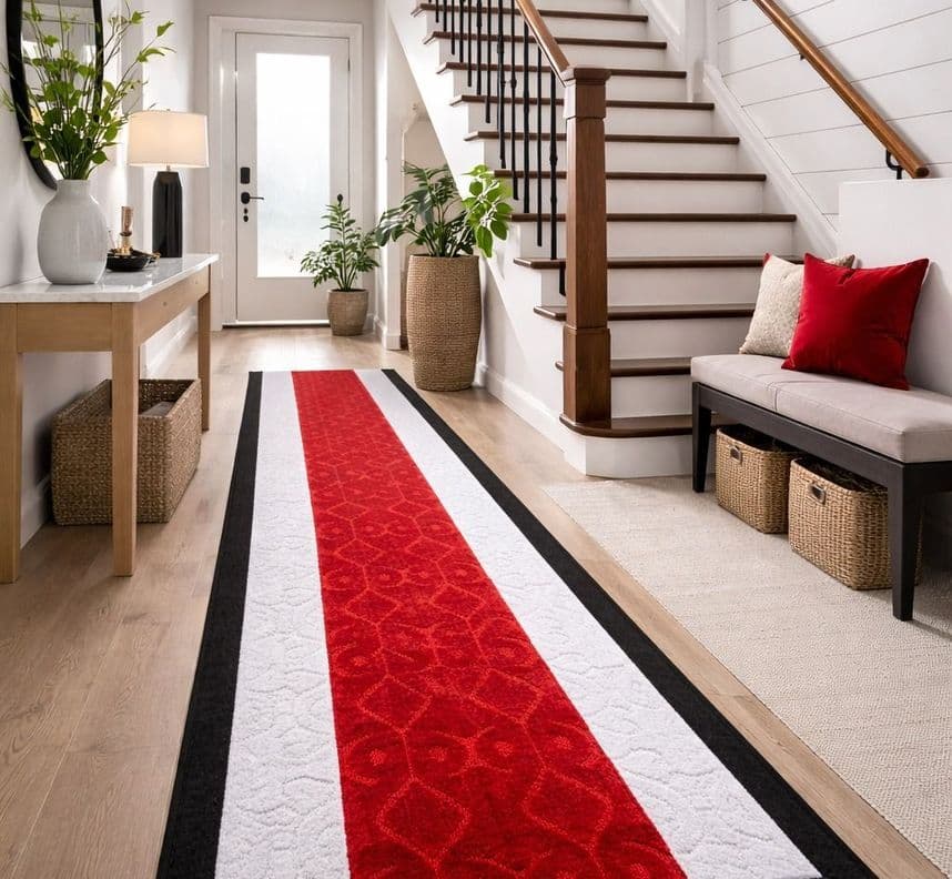 Alfombra de Pasillo Antideslizante 67 cm x 10 metros Rojo Sin Overlock